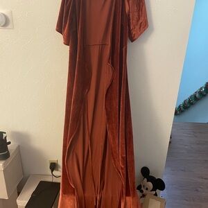 Baltic Born Rust Velvet Maxi Dress Women’s Size Large Short Sleeve Boho